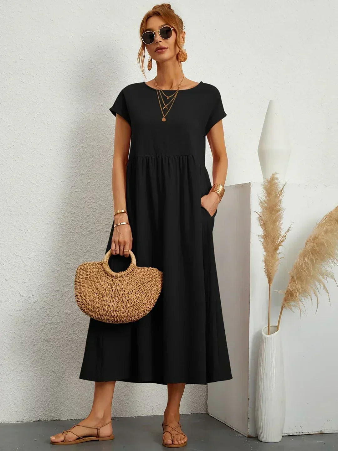 Maia | Vestido Midi Branco Leve e Fresco