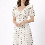 Letícia | Vestido Midi de Bolinhas com Folhos