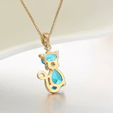 Collier Pendentif Chat en Cristal