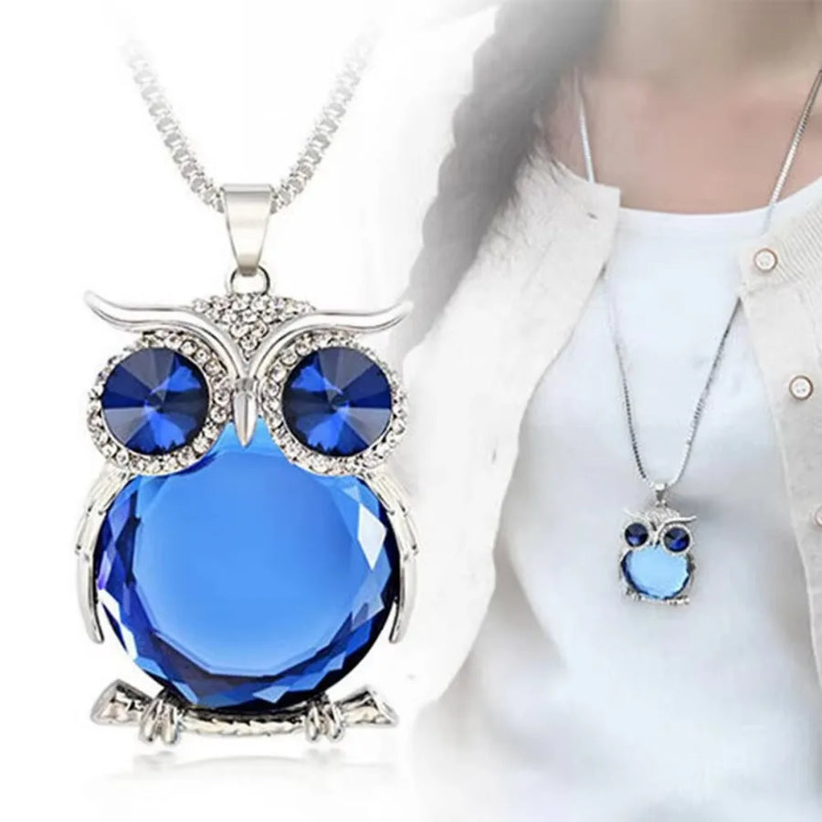 Collier pendentif Chouette de cristal