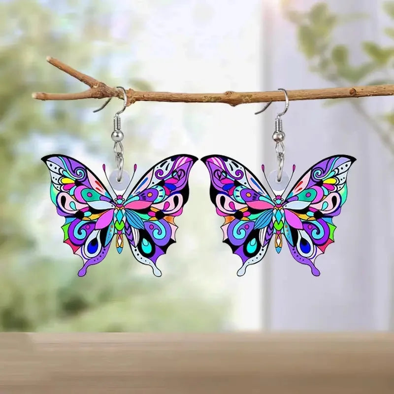 Boucles d'oreilles papillon colorées pour femme