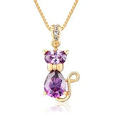 Collier Pendentif Chat en Cristal