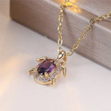 Collier pendentif tortue en cristal violet