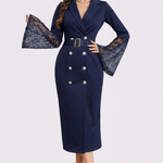 Jéssica | Vestido Midi com Mangas em Renda