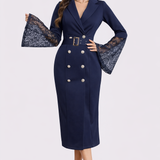 Jéssica | Vestido Midi com Mangas em Renda