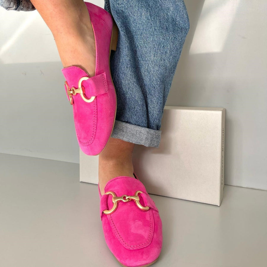 Mocassins Rosa com Detalhe Dourado