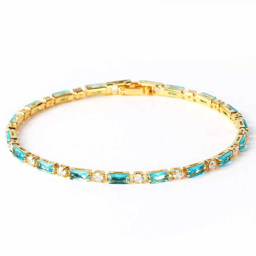 Pulseira Turquesa e Zircónias Dourada