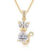 Collier Pendentif Chat en Cristal