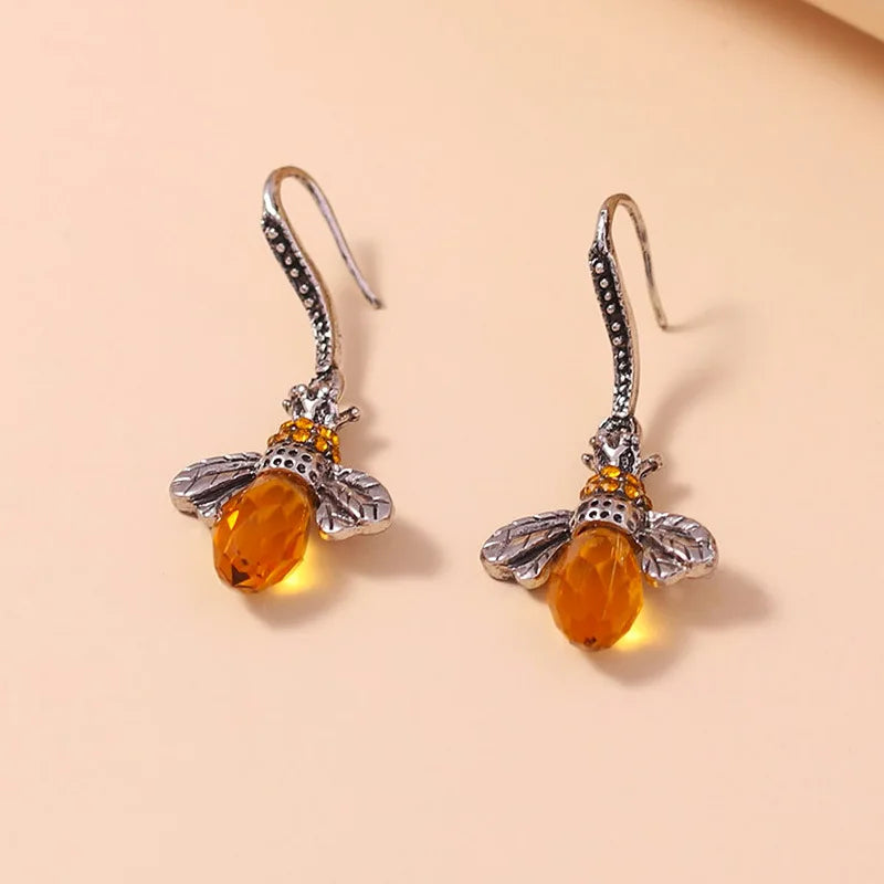 Parure collier et boucles d'oreilles abeille vintage