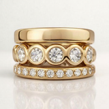 Anel Forjado Zircónias Dourado