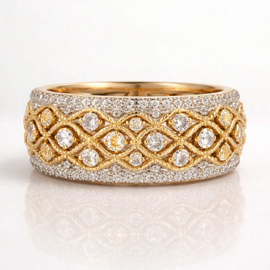 Anel Cravejado Dourado