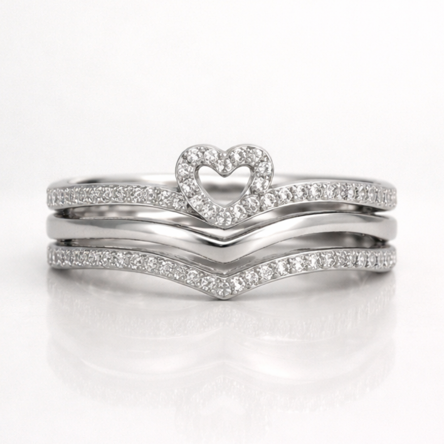 Conjunto de Anéis Finos Brilhantes