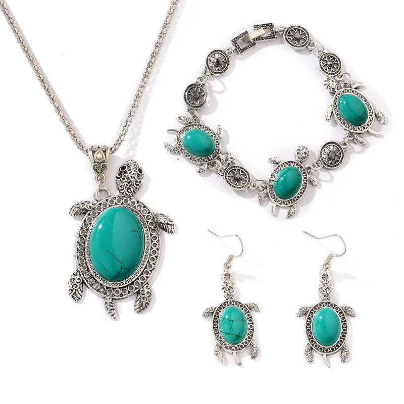 Ensemble de bijoux tortue turquoise