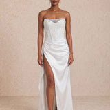 Vestido longo com corpo de lantejoulas