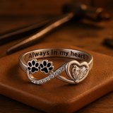 Bague patte en oxyde de zirconium avec motif cœur et infini