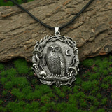 Collier pendentif Chouette mystique, Lune et Champignon
