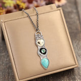 Collier barre Sagesse hibou turquoise
