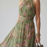 Cármen | Vestido Midi Floral com Decote Halter