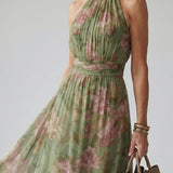 Cármen | Vestido Midi Floral com Decote Halter
