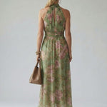 Cármen | Vestido Midi Floral com Decote Halter