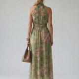 Cármen | Vestido Midi Floral com Decote Halter