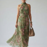 Cármen | Vestido Midi Floral com Decote Halter