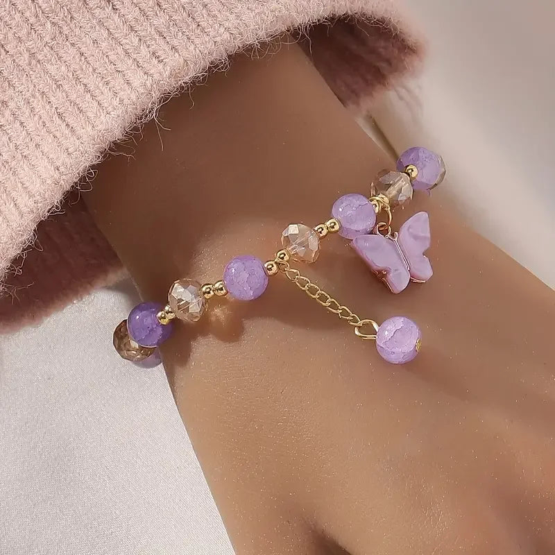 Pulseira Elástica de Contas Borboleta