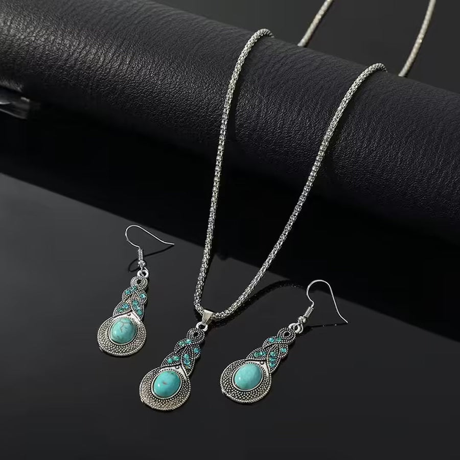 Conjunto Colar e Brincos Turquesa