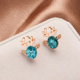 Boucles d'oreilles clous en cristal renne festif