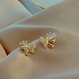 Boucles d'oreilles clous papillon élégantes en zircon