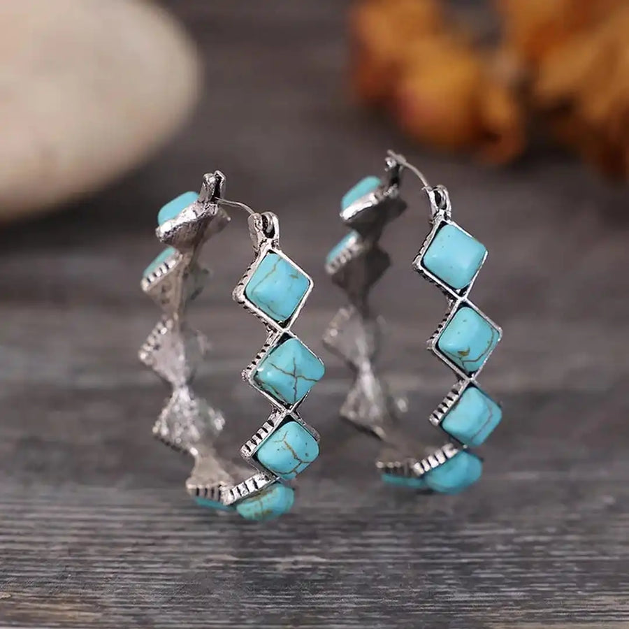 Brincos Argola em U Turquesa