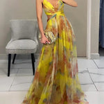 Adelina | Vestido Maxi em Chiffon Aguarela