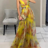 Adelina | Vestido Maxi em Chiffon Aguarela