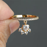 Bague vintage patte de chat et pierre cœur – Ton or et argent