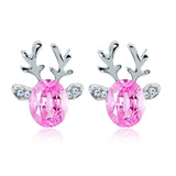 Boucles d'oreilles clous en cristal renne festif