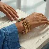 Pulseira Ajustável Pedra Dourada