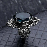 Anel Zircónia Azul Oval Prateado