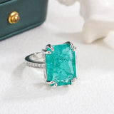 Anel Moissanite Azul-Esverdeado