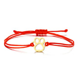 Bracelet Cordon Empreinte de Patte – Design Ajustable Noir et Rouge