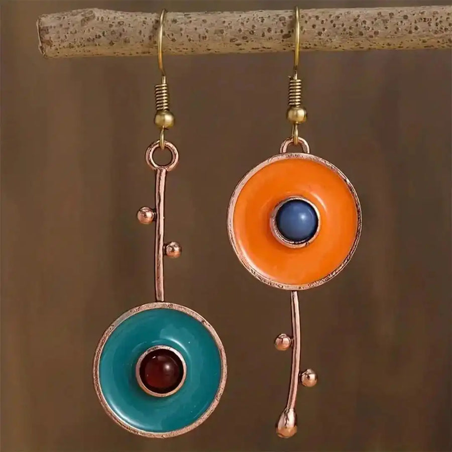 Brincos Pedra em Bronze Antigo
