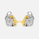 Boucles d'oreilles créoles bicolores argent et or