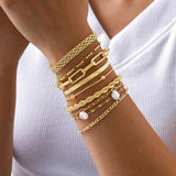 Conjunto de Pulseiras Finas com Pérolas