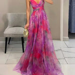 Adelina | Vestido Maxi em Chiffon Aguarela