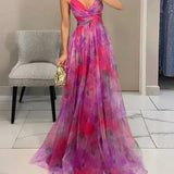 Adelina | Vestido Maxi em Chiffon Aguarela