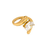 Anel Gota de Zircónia Dourado