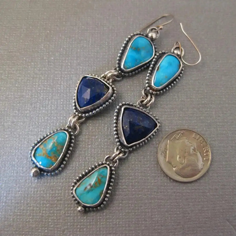 Brincos Pendentes Turquesa Boémios
