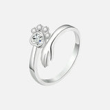 Bague Ajustable en Argent Sterling 925 – Motif Empreintes de Main et de Patte