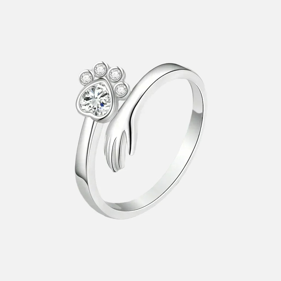 Bague Ajustable en Argent Sterling 925 – Motif Empreintes de Main et de Patte