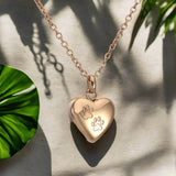 Collier urne commémorative pour animaux de compagnie – Pendentif en forme de cœur avec gravure de patte