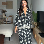 Vanessa | Vestido Maxi com Estampado Monocromático